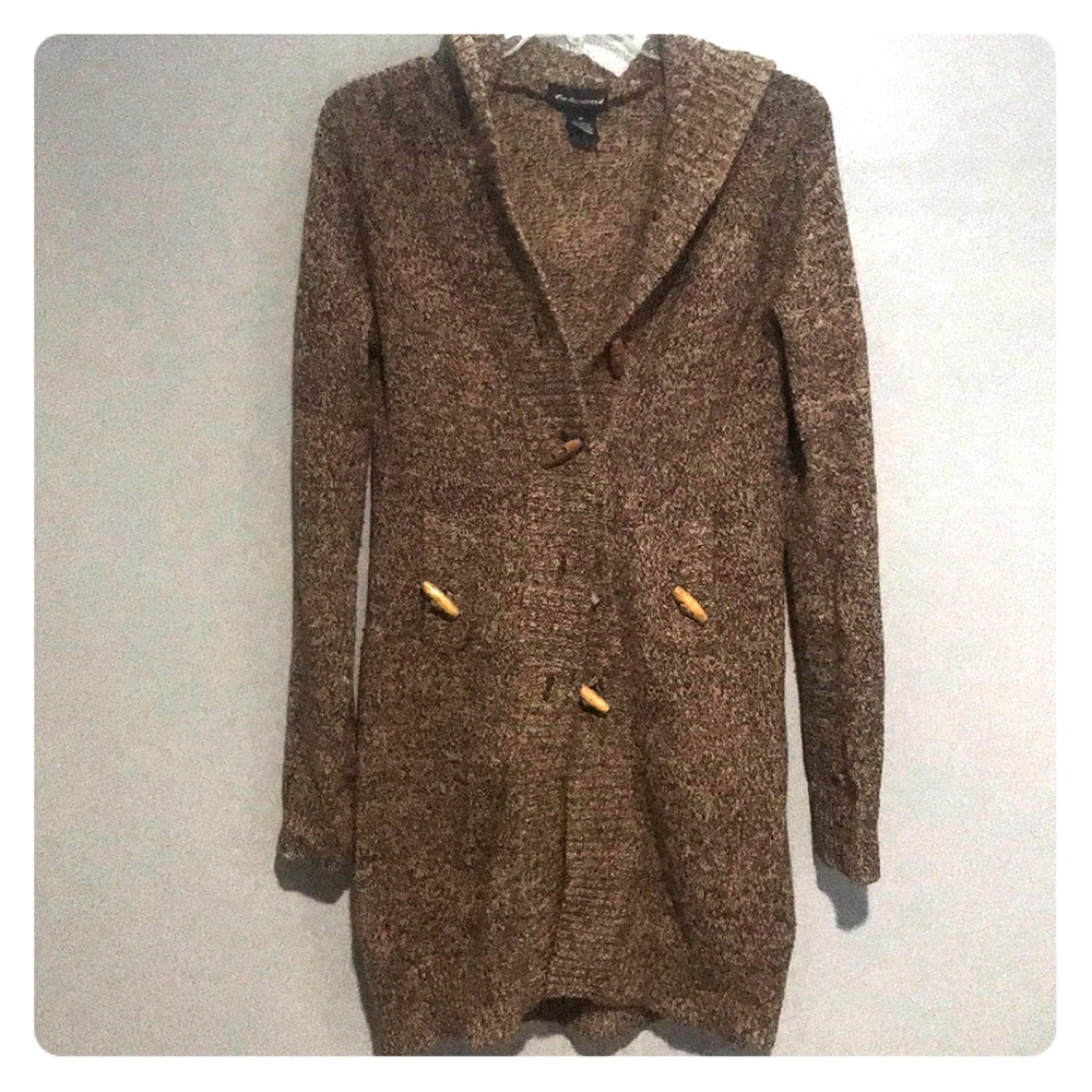 Long brown button sweater